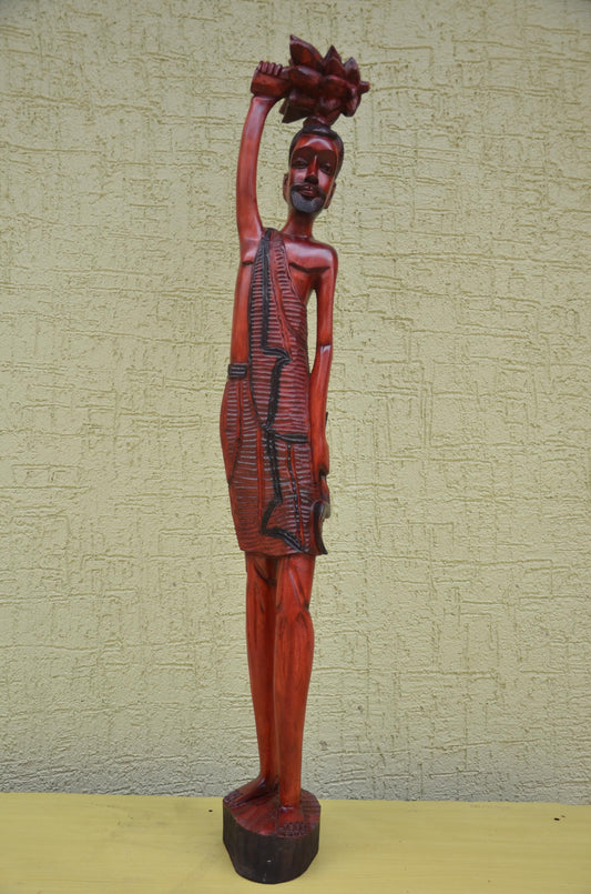 Monumental African Male Harvester Wooden Sculpture | Tribal Art