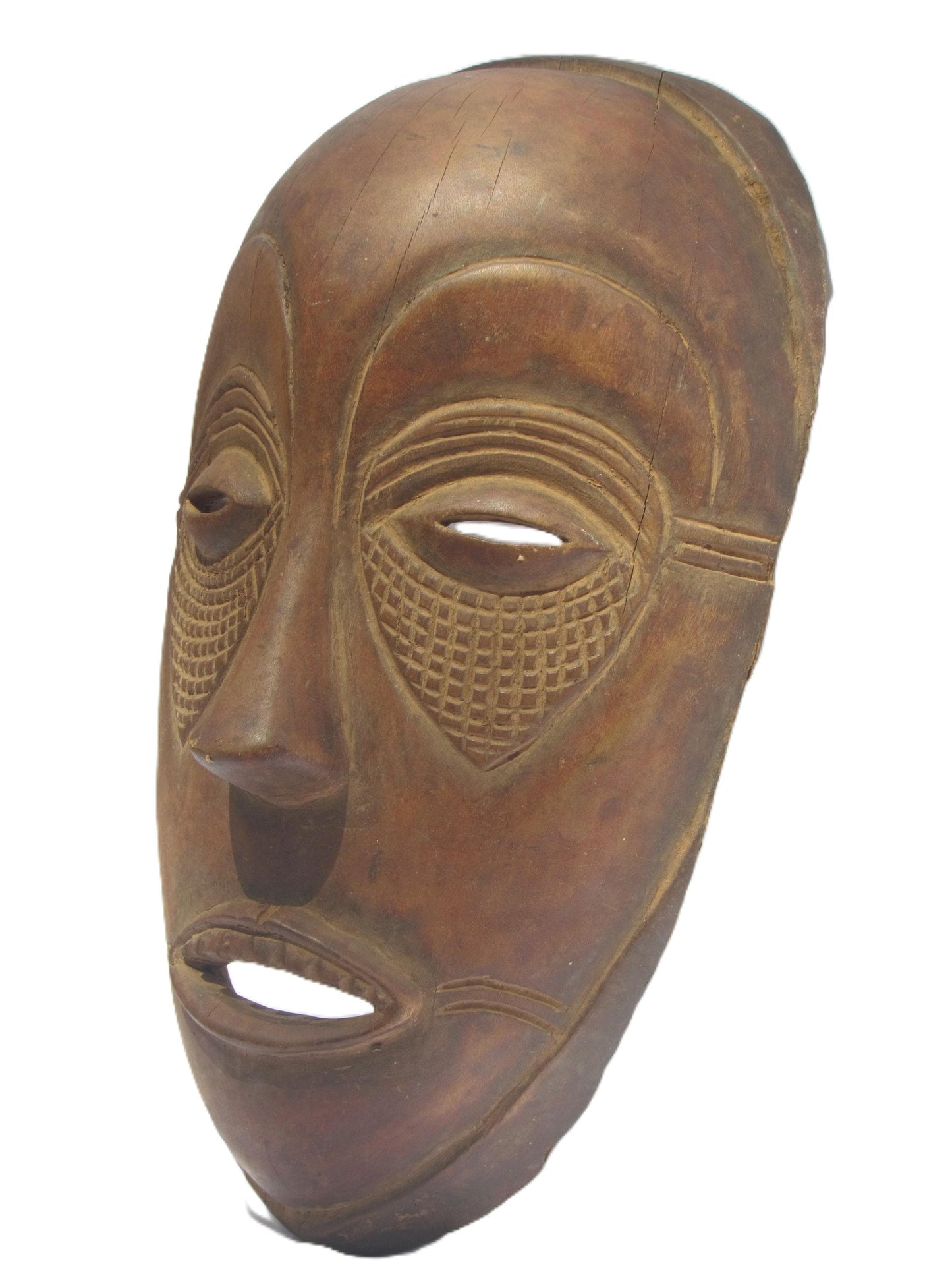 Antique Luba Tribe Wooden Brown Mask from Congo
