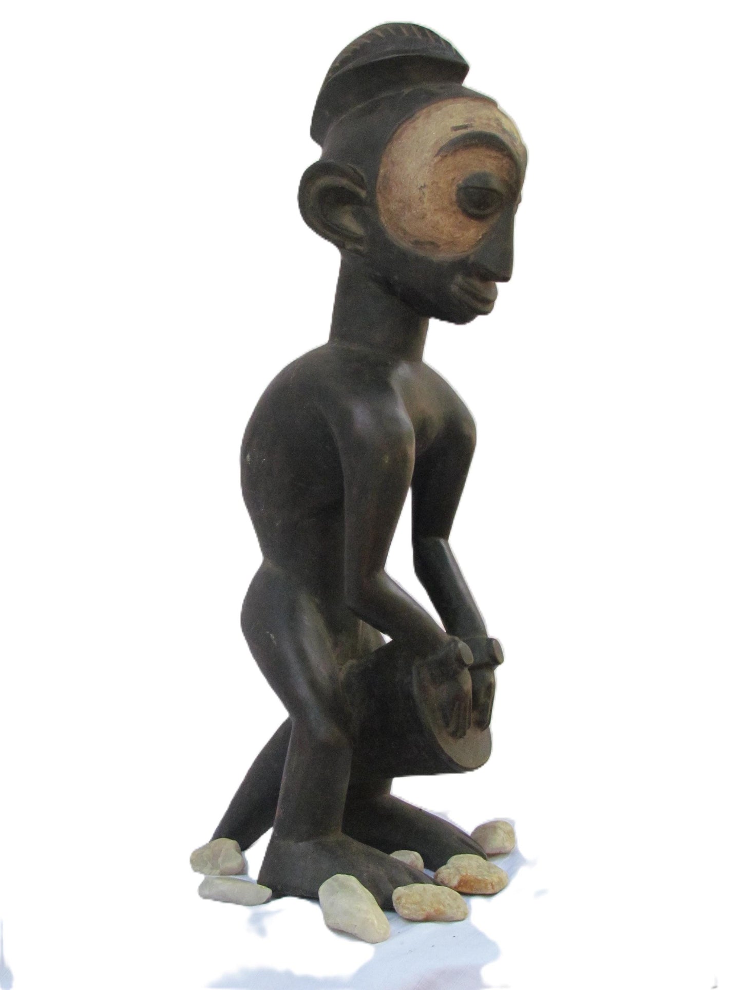 Statue antique de la tribu Suku – Figurine en bois primitif sculptée à la main | Art tribal congolais de RDC | Sculpture ancestrale africaine vintage