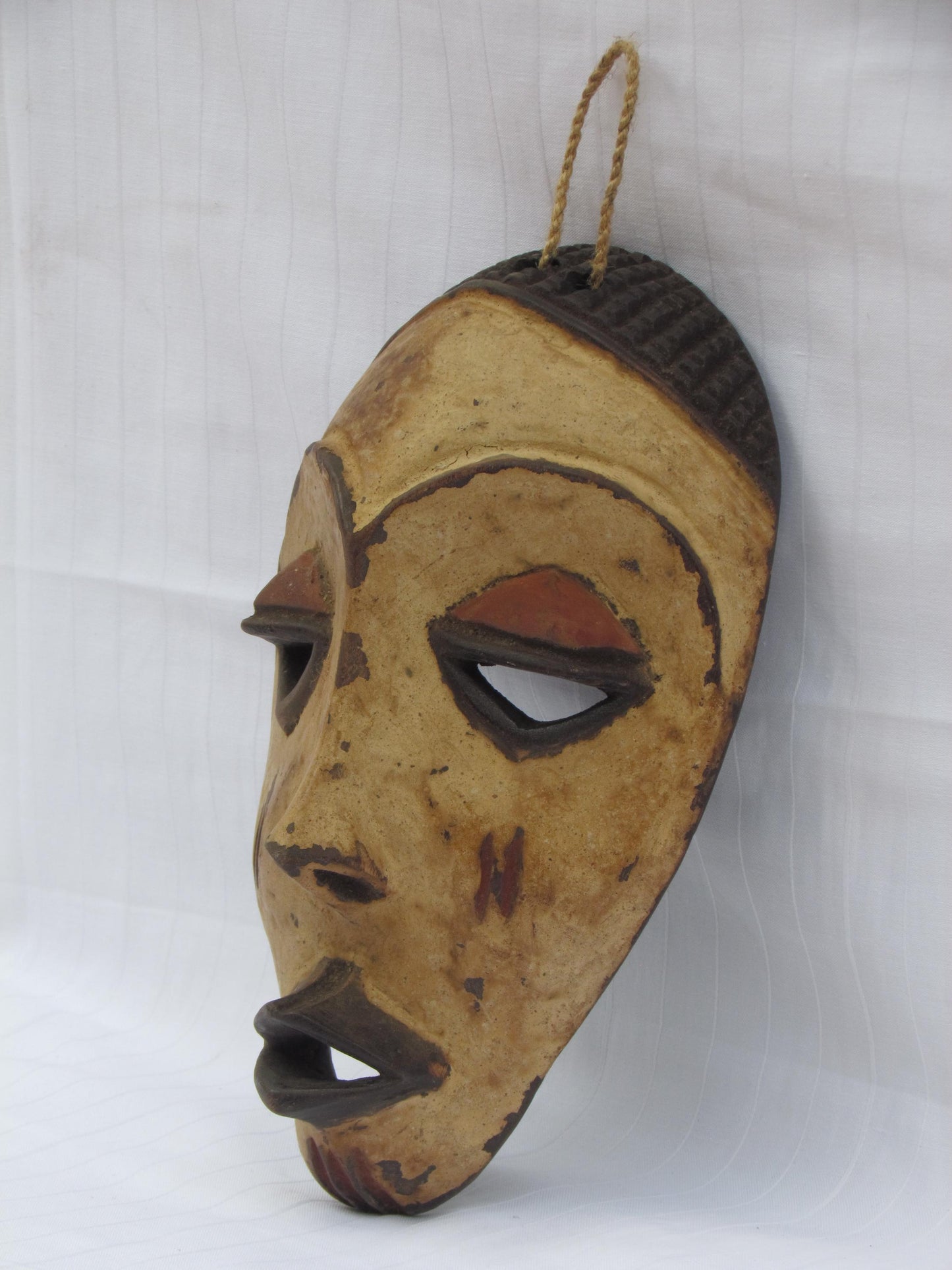 Vintage hand carved wall hanging African traditional wooden mask from D.R.C