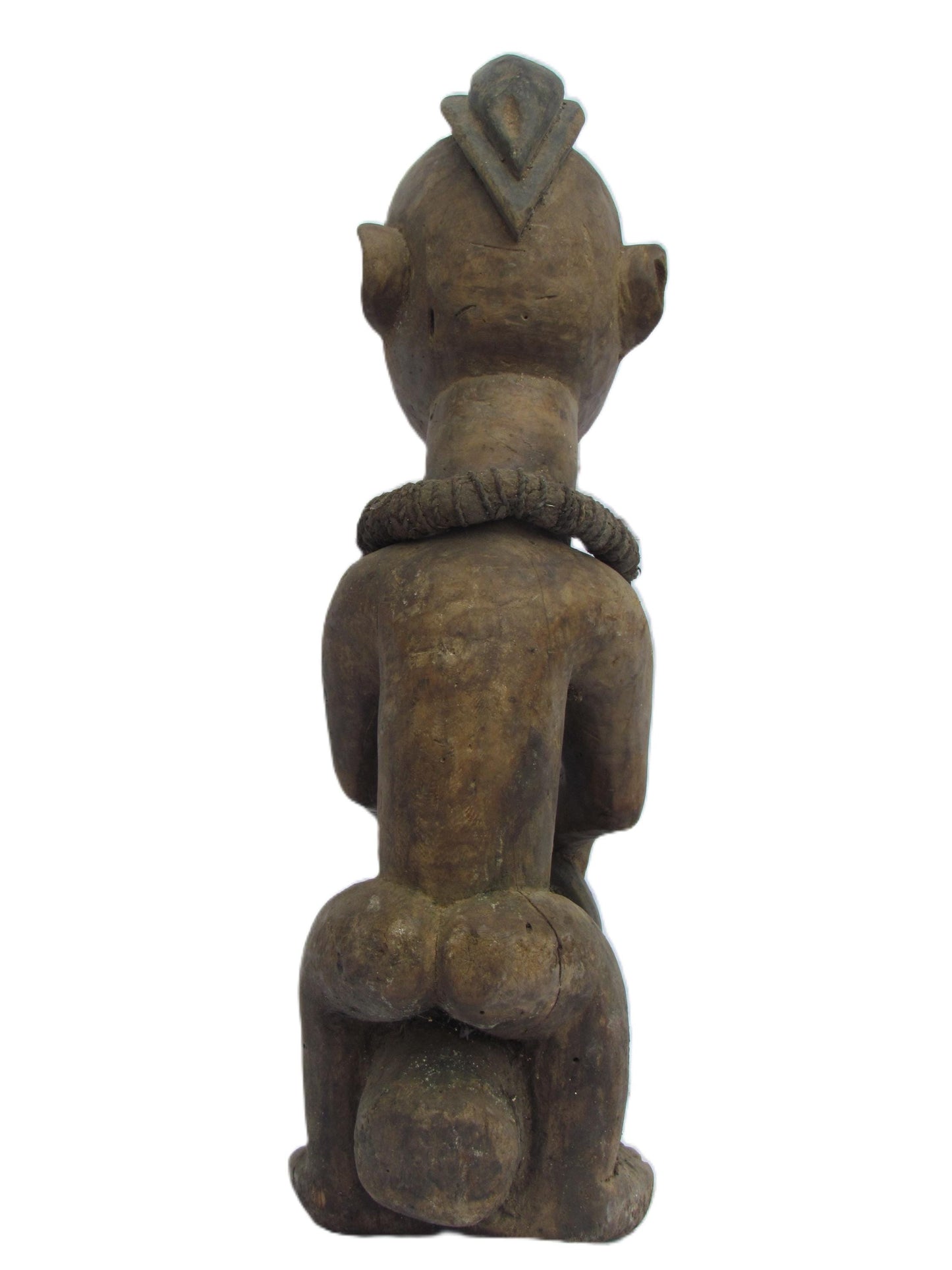 Statue masculine primitive en bois Ngwaka Sculpture antique vintage du Congo.