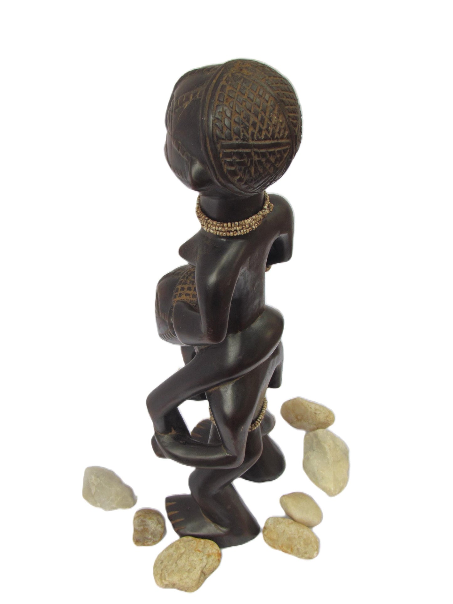 Figurine double Tabwa – Art tribal d'Afrique centrale | Statues masculines et féminines en bois sculptées à la main, originaires du Congo et de Zambie