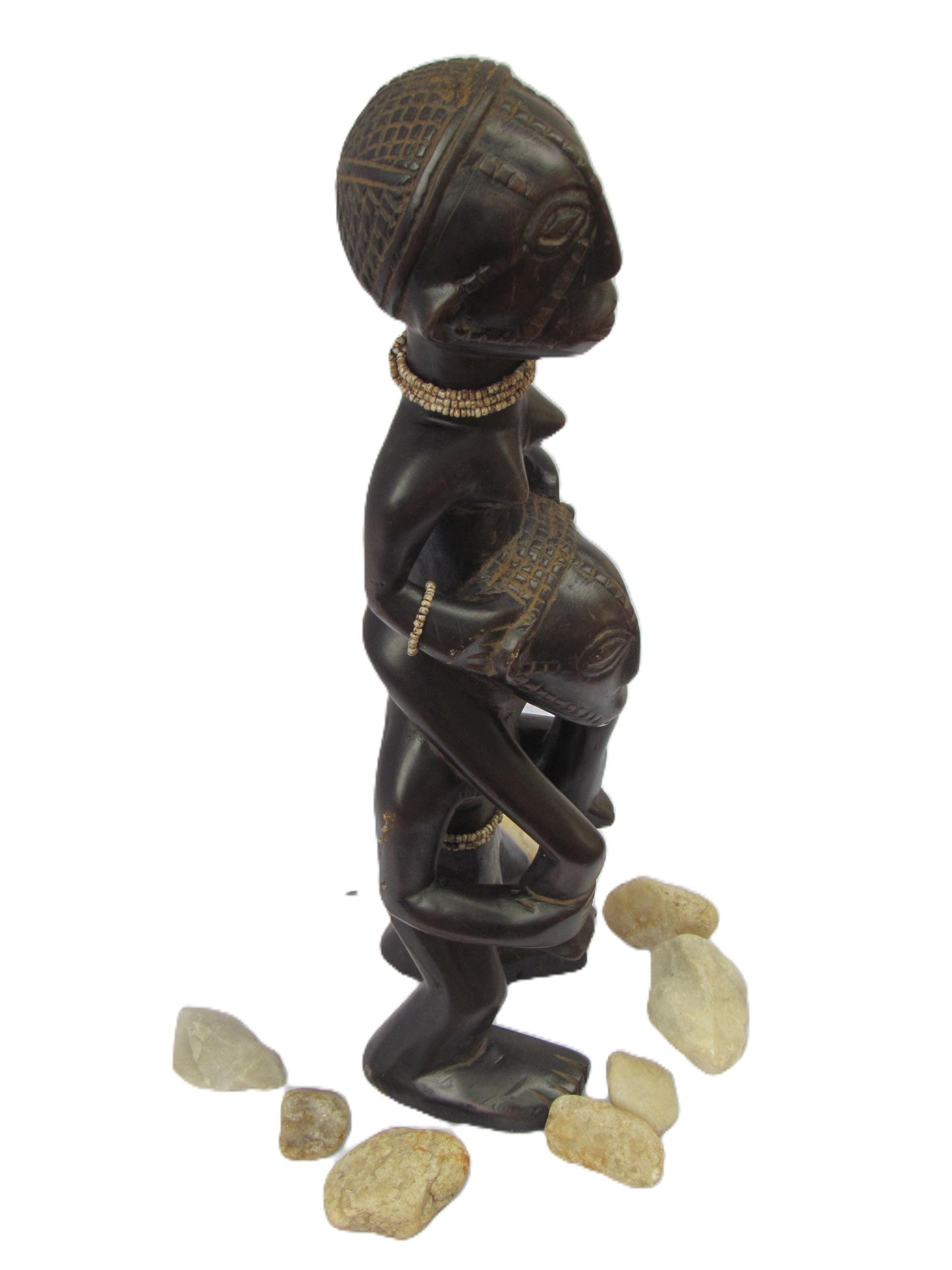 Figurine double Tabwa – Art tribal d'Afrique centrale | Statues masculines et féminines en bois sculptées à la main, originaires du Congo et de Zambie