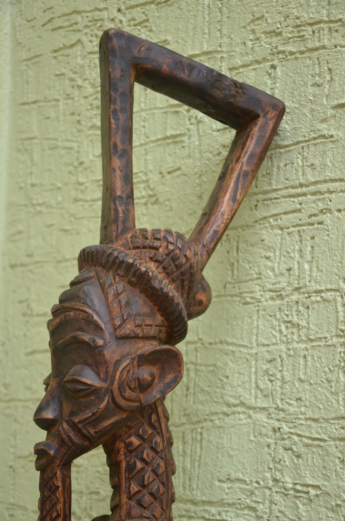 Lulua Signaling Horn – 42" Large Hand-Carved Wood Prestige Instrument – Art.