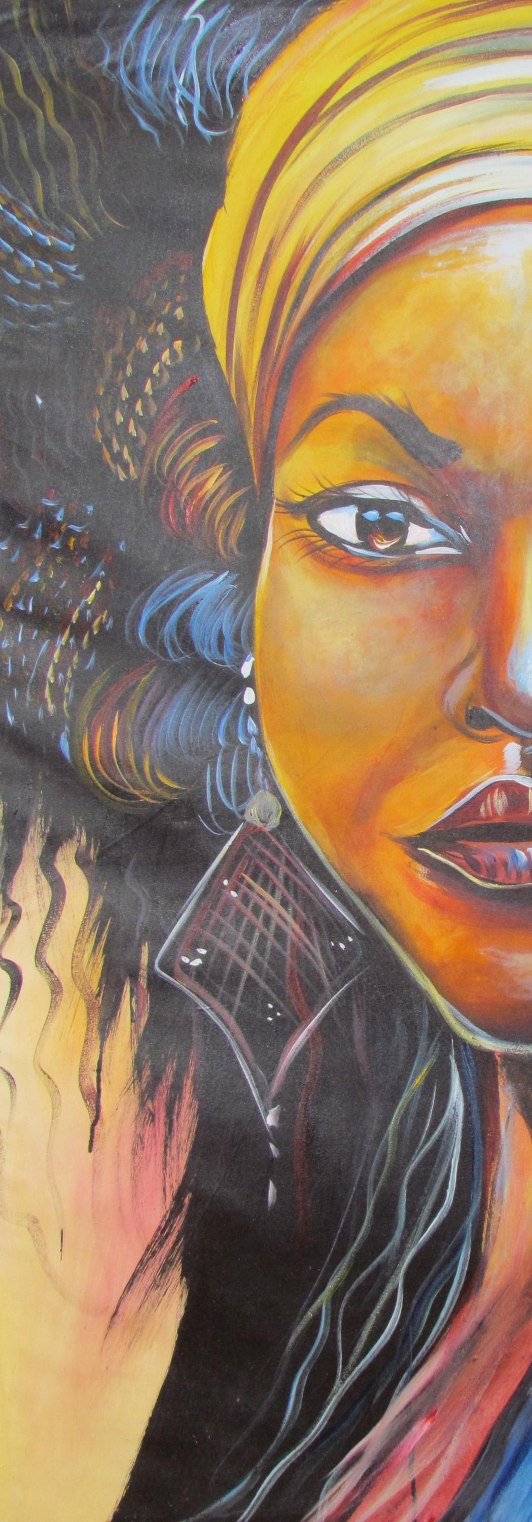 Toile d'art ethnique | Impression murale représentant une femme africaine | Décoration d'intérieur encadrée