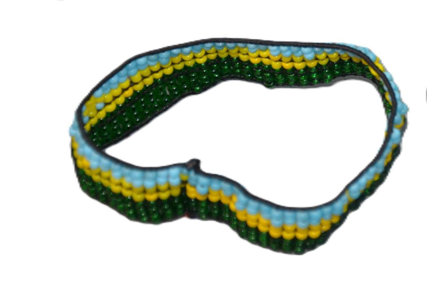 Rwanda Flag Beaded Bracelet, Handmade Rwandan Patriotic Jewelry, Green Yellow Blue (1pc)