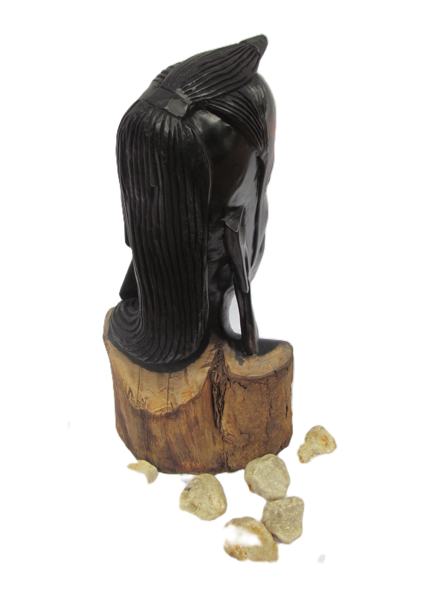 Statue de guerrier Massaï – Sculpture en bois noir sculptée à la main de Tanzanie – Décoration d'art africain pour étagère ou cadeau