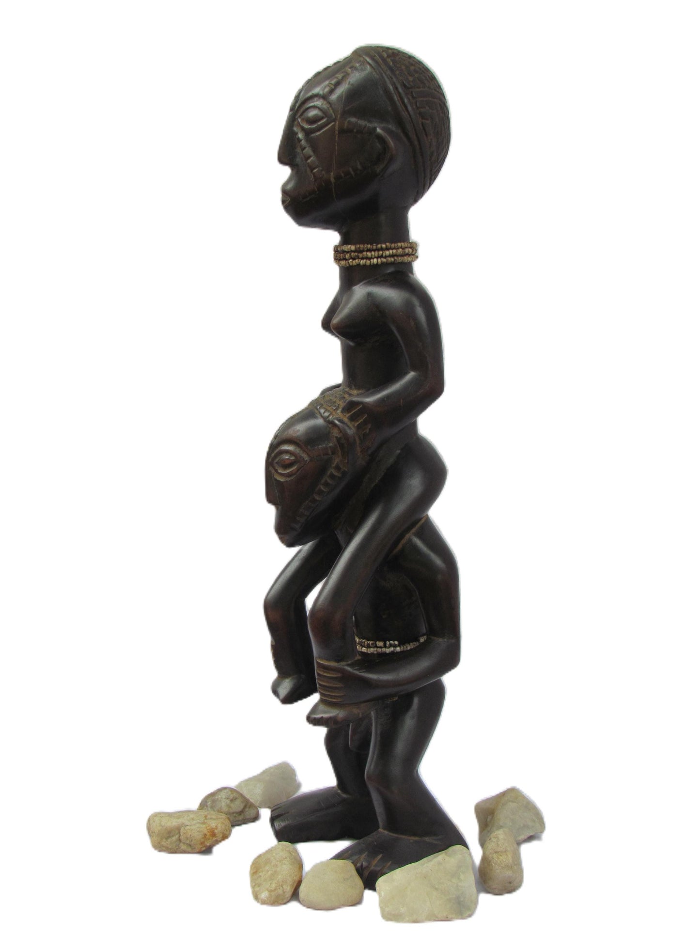 Figurine double Tabwa – Art tribal d'Afrique centrale | Statues masculines et féminines en bois sculptées à la main, originaires du Congo et de Zambie