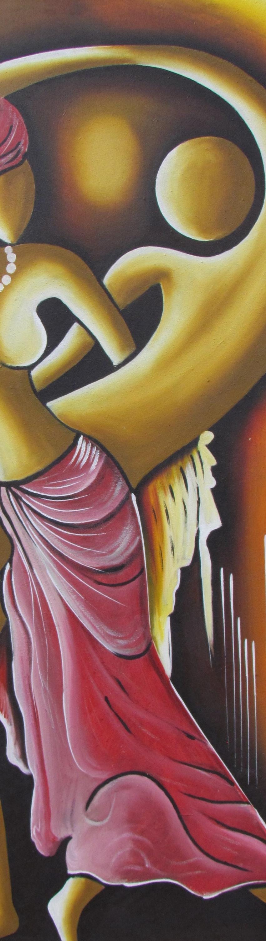 Décoration murale de danse rwandaise | Toile représentant un couple africain | Peinture de style folklorique