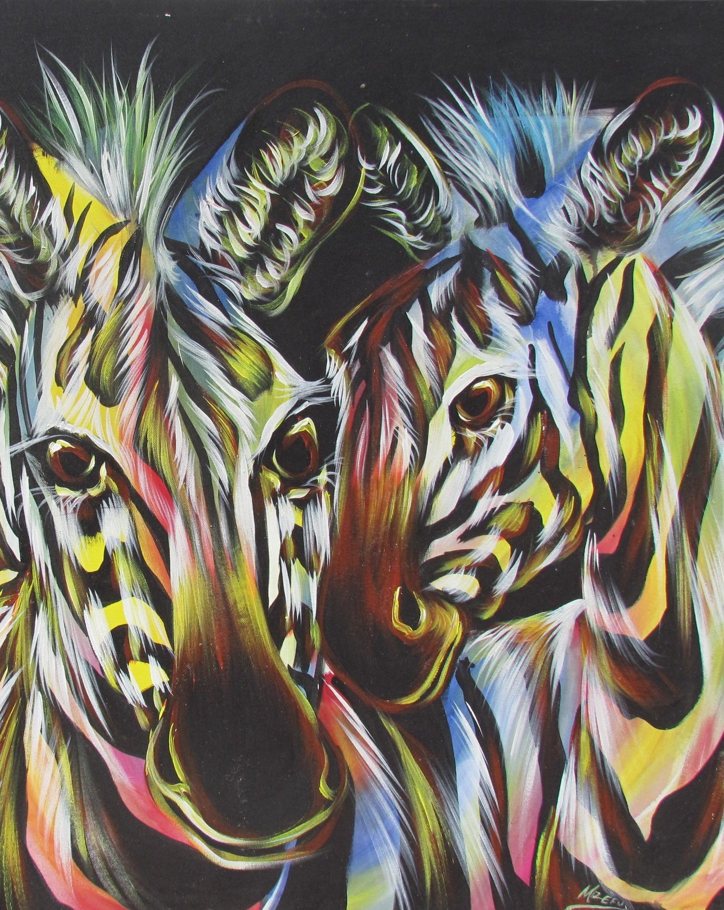 Tableau abstrait zèbre – Portrait animalier sur toile noir, blanc et rose, décoration minimaliste de la faune africaine, art moderne pour la maison ou le bureau