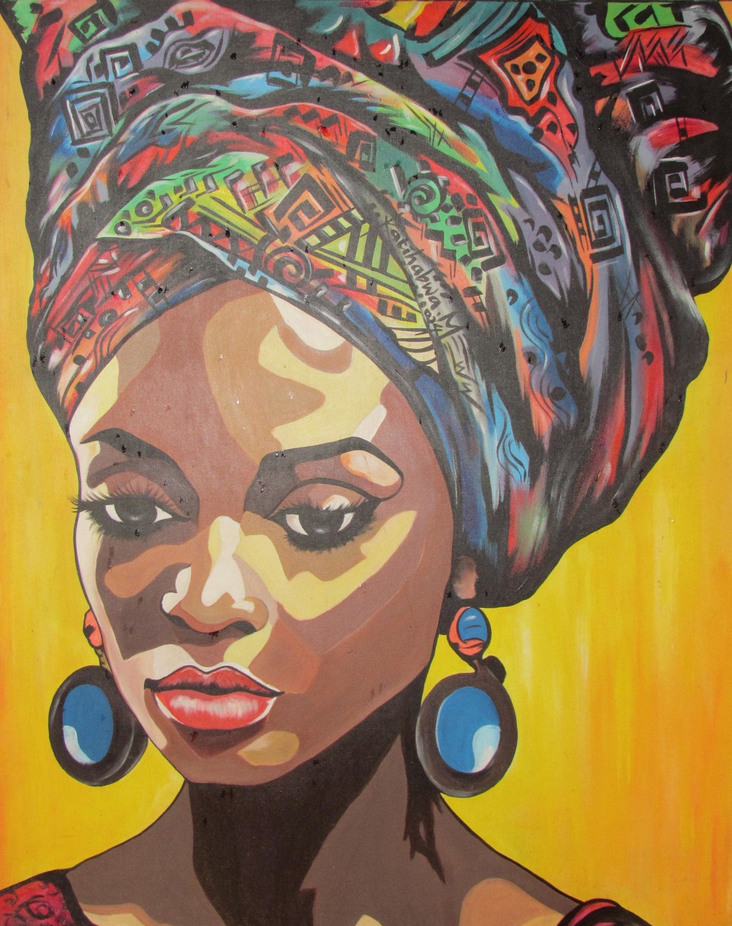 Peinture de femme africaine – Art mural de femmes nigérianes, art noir sur toile, décoration d'intérieur africaine, œuvre d'art culturelle acrylique peinte à la main