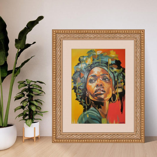 Colorful African Woman Canvas, Afro Wall Art Print, Fine African Culture Painting for Living Room or Office Decor