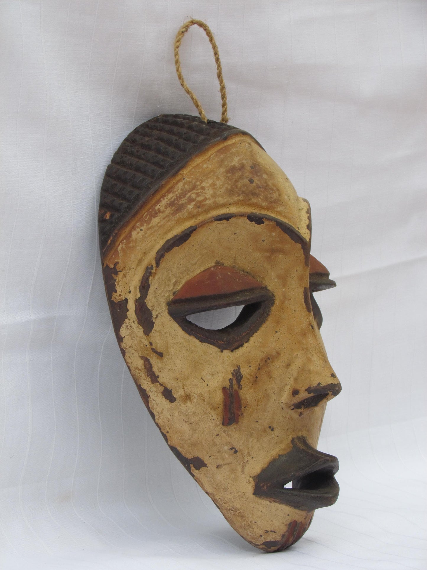 Vintage hand carved wall hanging African traditional wooden mask from D.R.C