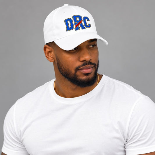 DRC Baseball Cap | Democratic Republic of Congo Hat | Congo Flag Cap | White Dad Hat | African Pride Hat | Unisex Adjustable Cap