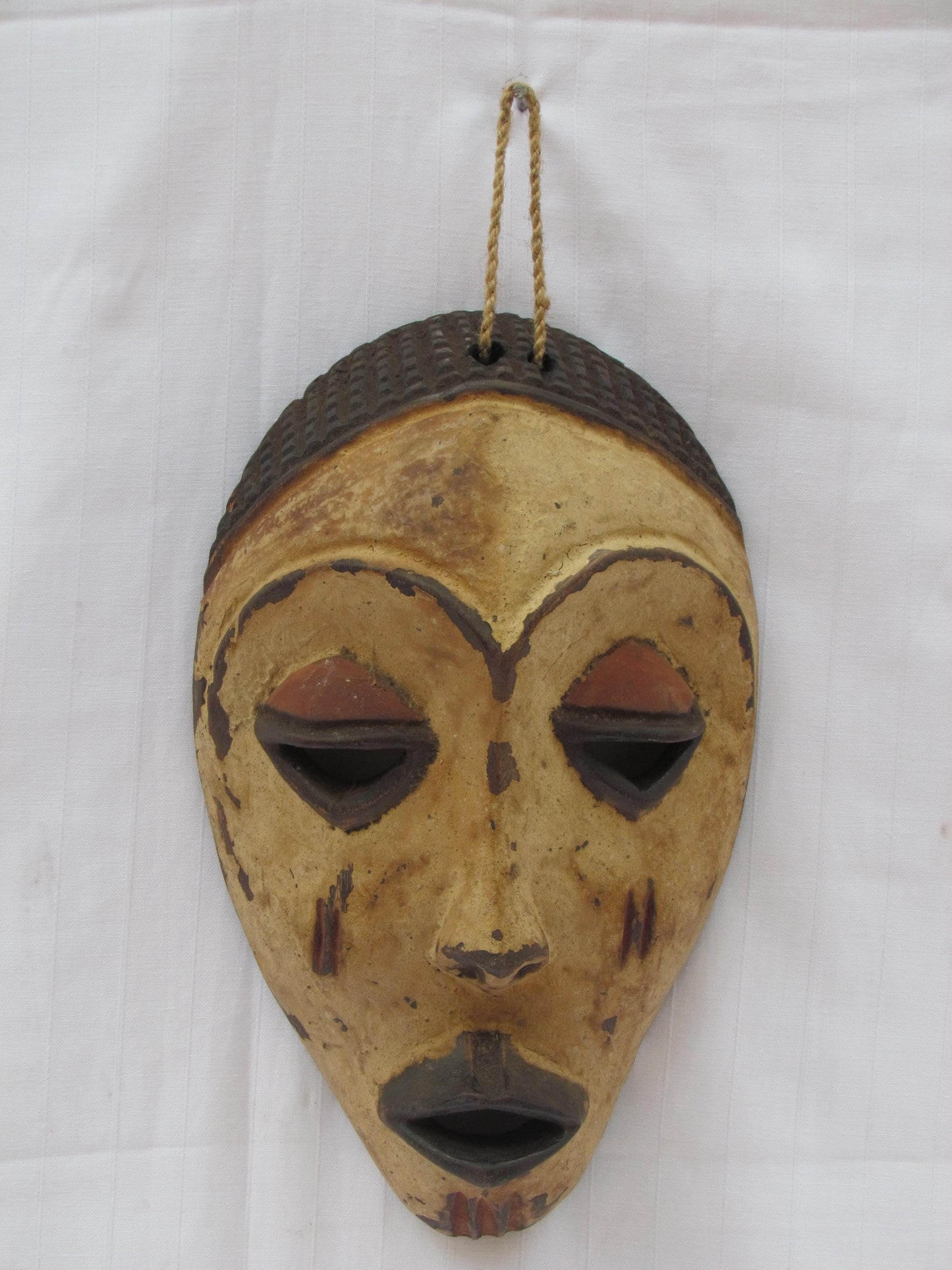 Vintage hand carved wall hanging African traditional wooden mask from D.R.C
