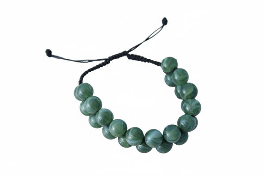 Mint Green Rwandan Beaded Bracelet, Handmade Geometric African Boho Jewelry, Pastel Tribal Cuff