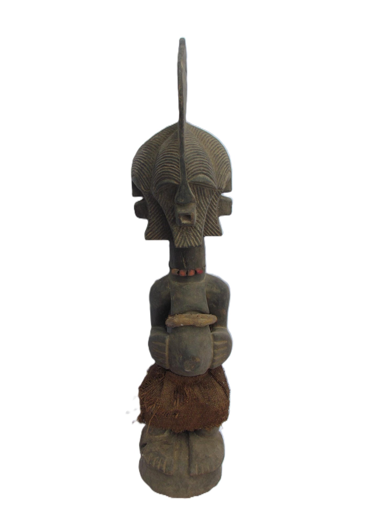 Original Wooden Tribal Songye Statue with Four Faces from DRC.