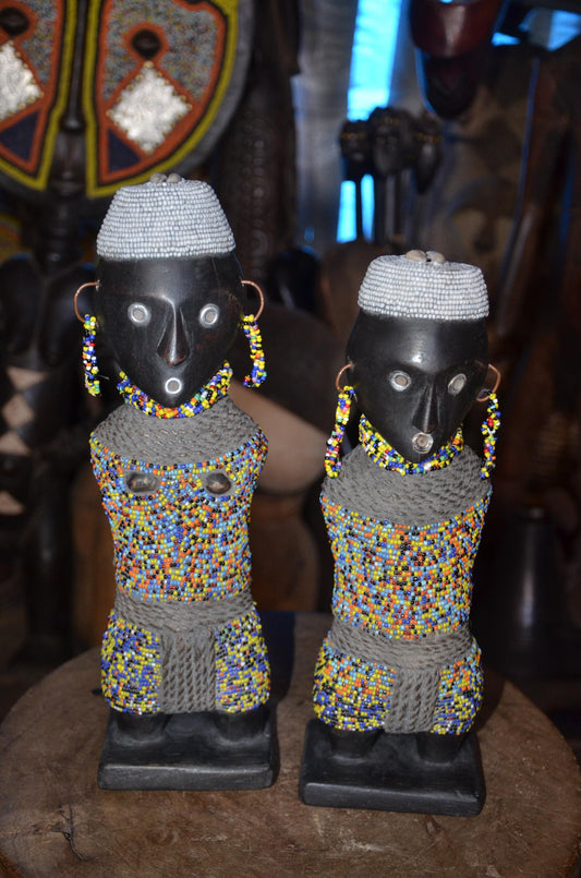 Cameroonian Namji Doll | Hand-Beaded Tribal Statue | Authentic Fertility Talisman
