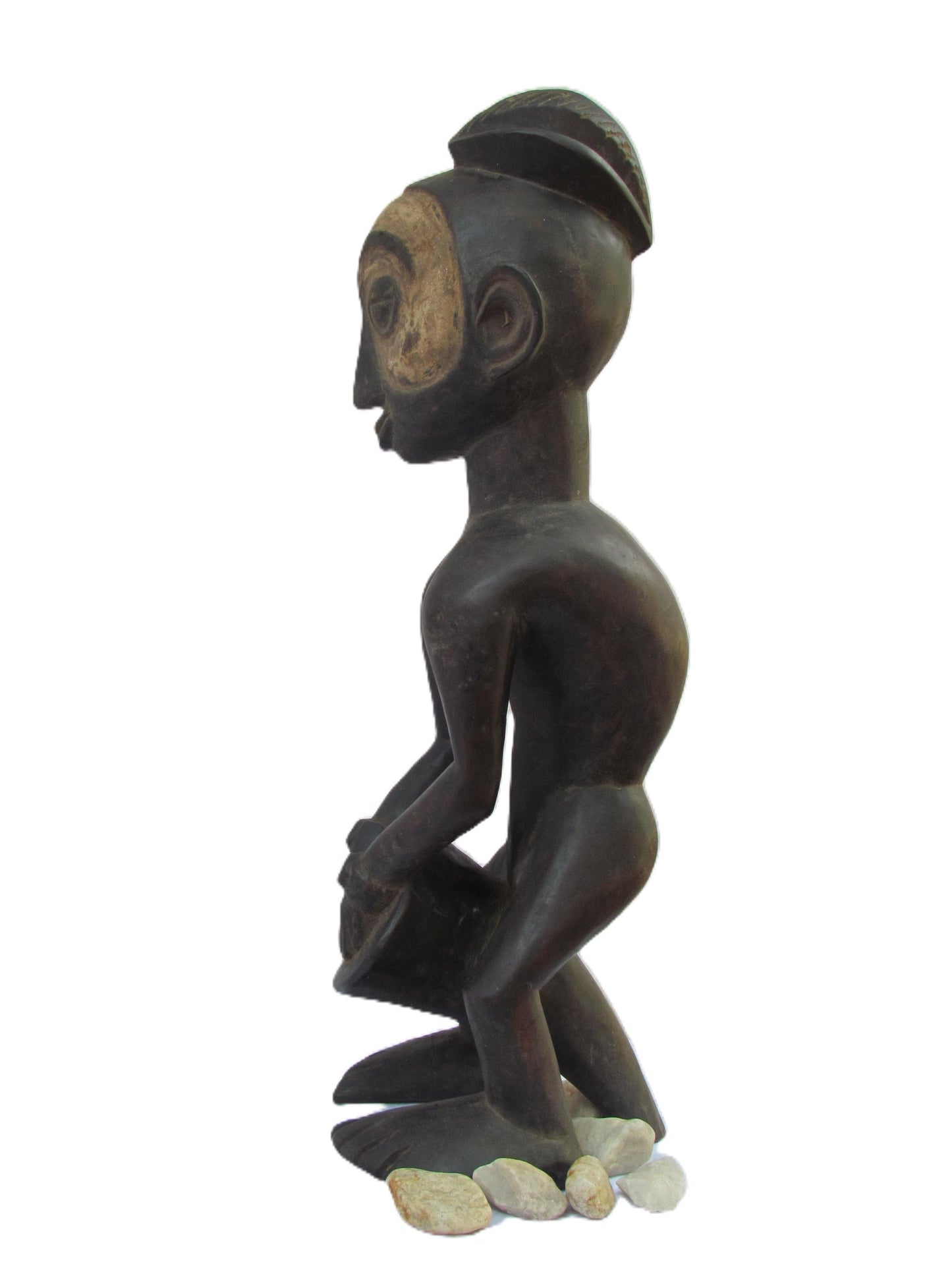 Statue antique de la tribu Suku – Figurine en bois primitif sculptée à la main | Art tribal congolais de RDC | Sculpture ancestrale africaine vintage