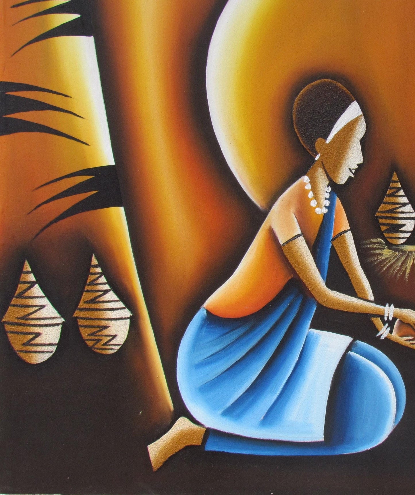 Art rwandais de la bénédiction du lait | Toile de femme africaine | Décoration murale rituelle traditionnelle de la vache | Impression culturelle rwandaise