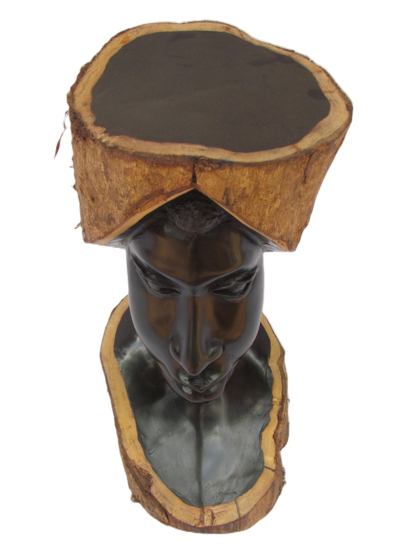 Sculpture africaine en ébène bicolore de Tanzanie.