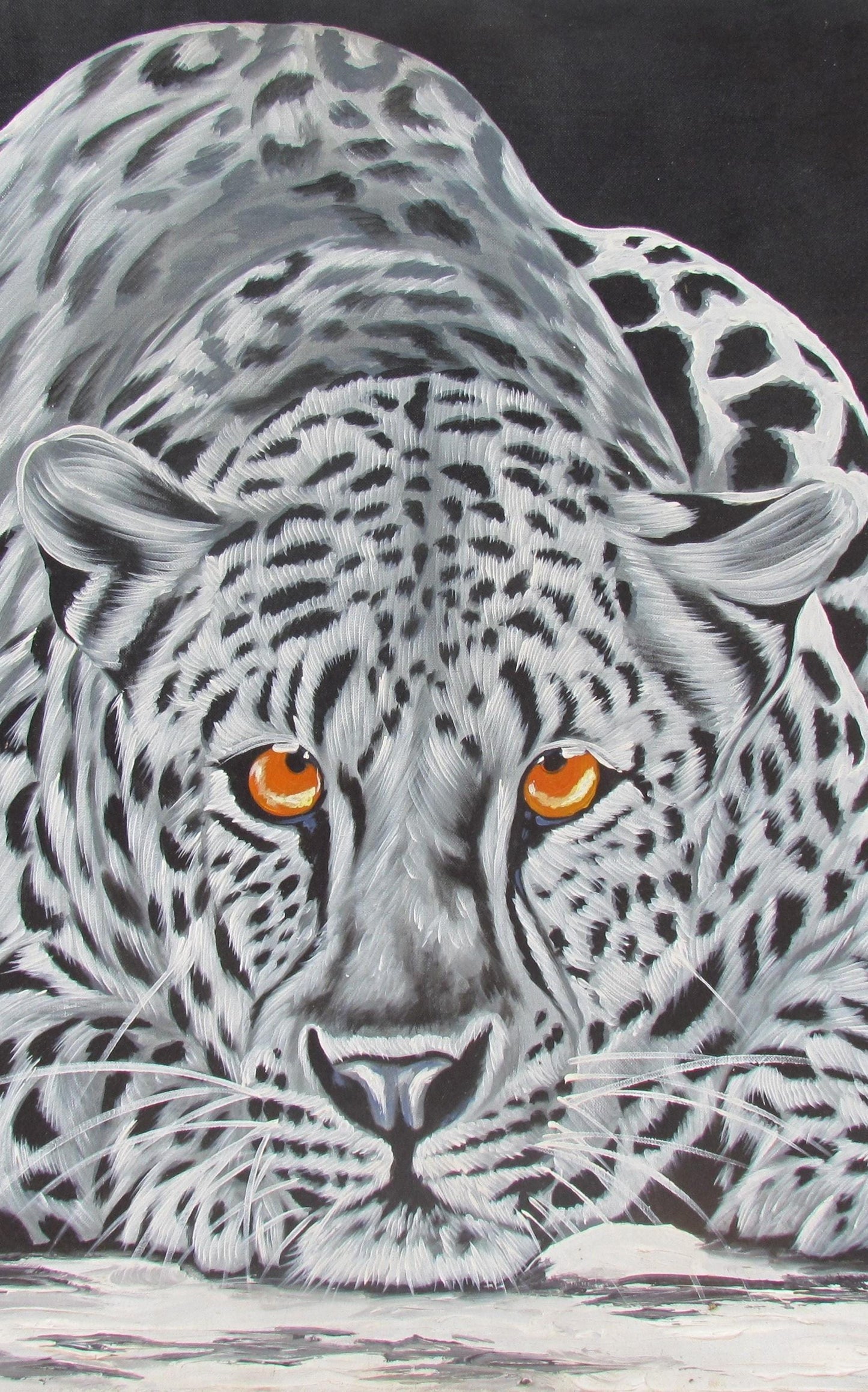 Impression murale Jaguar – Portrait d'animal sauvage de la jungle, œuvre d'art colorée de grand félin, techniques mixtes numériques et traditionnelles sur papier mat