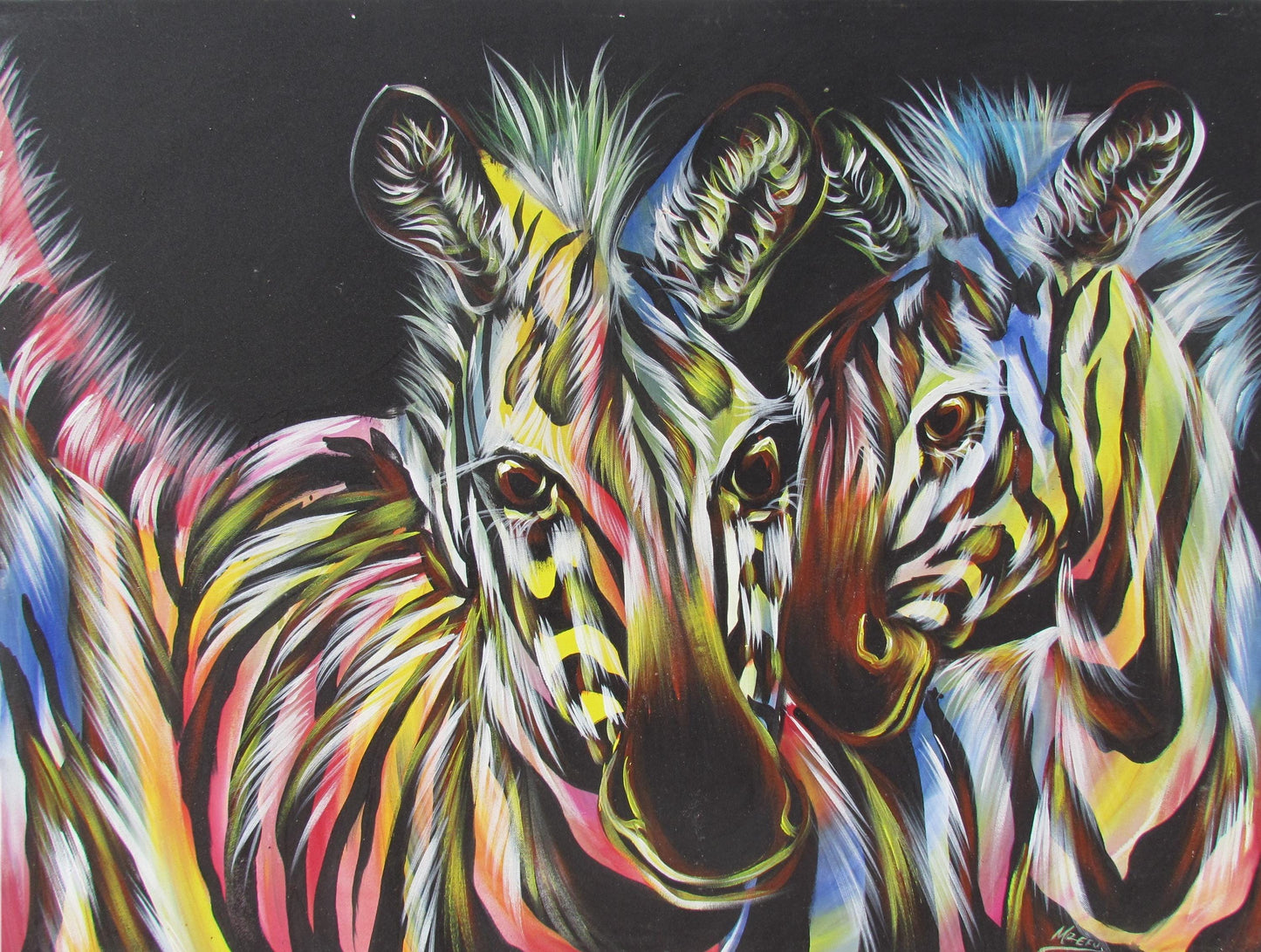 Tableau abstrait zèbre – Portrait animalier sur toile noir, blanc et rose, décoration minimaliste de la faune africaine, art moderne pour la maison ou le bureau
