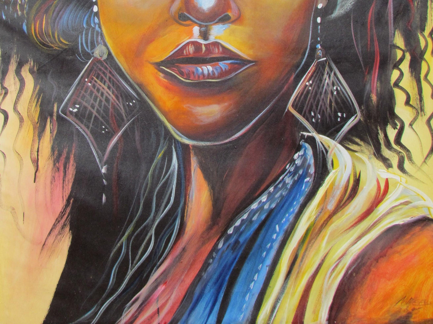 Toile d'art ethnique | Impression murale représentant une femme africaine | Décoration d'intérieur encadrée