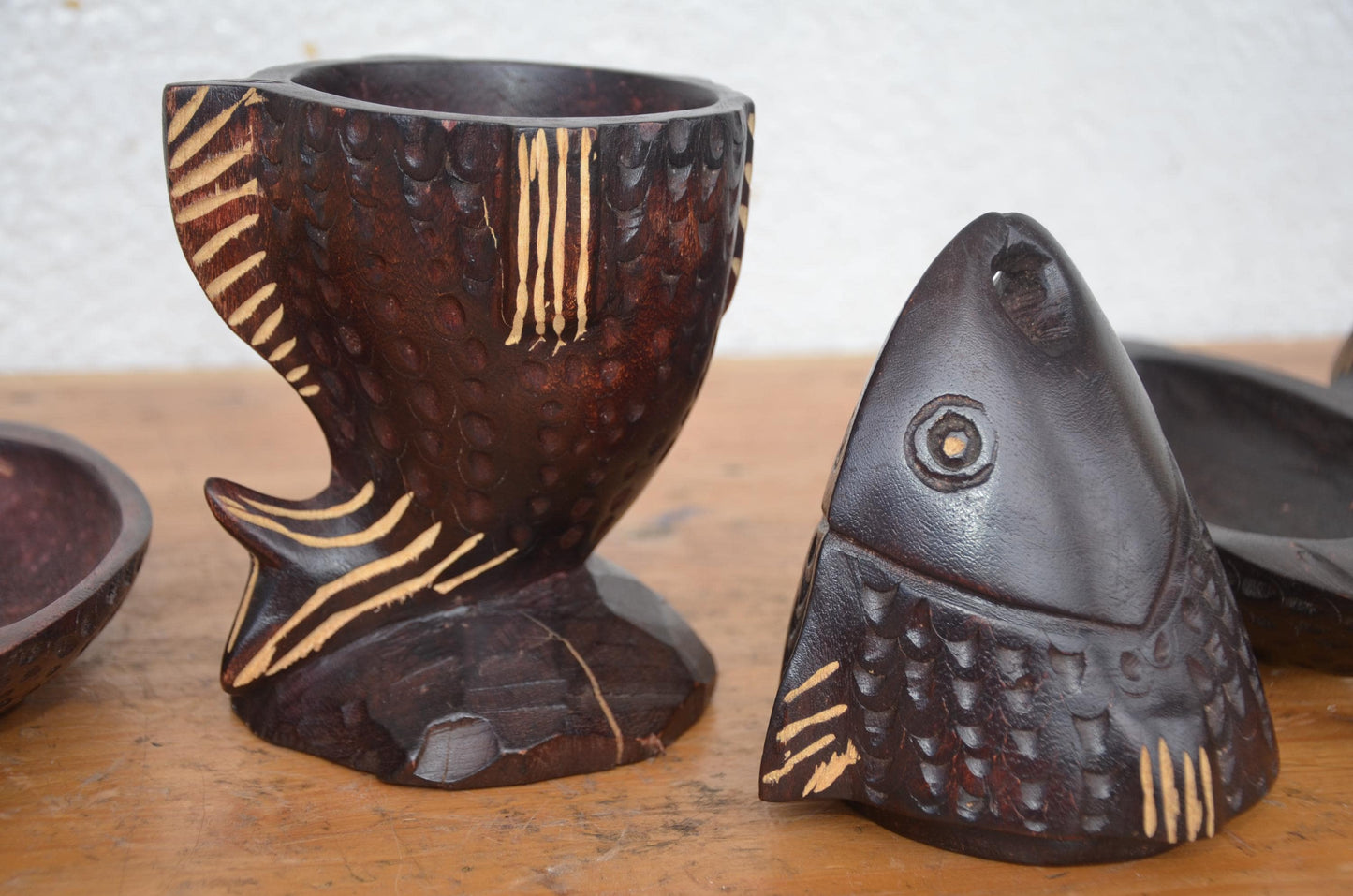 Hand-Carved Wooden Fish Trinket Box Set | Artisan African Decorative Jewelry Box
