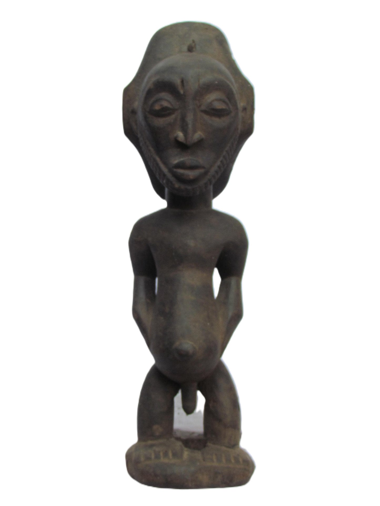 Statue rare et originale de la tribu Hemba « Ancien en prière » en bois sculpté de la RDC.