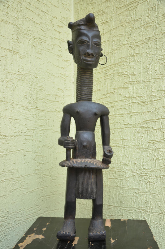 Kulango Tribal Figure – 30" Hand-Carved Wood Ivory Coast Statue – Art