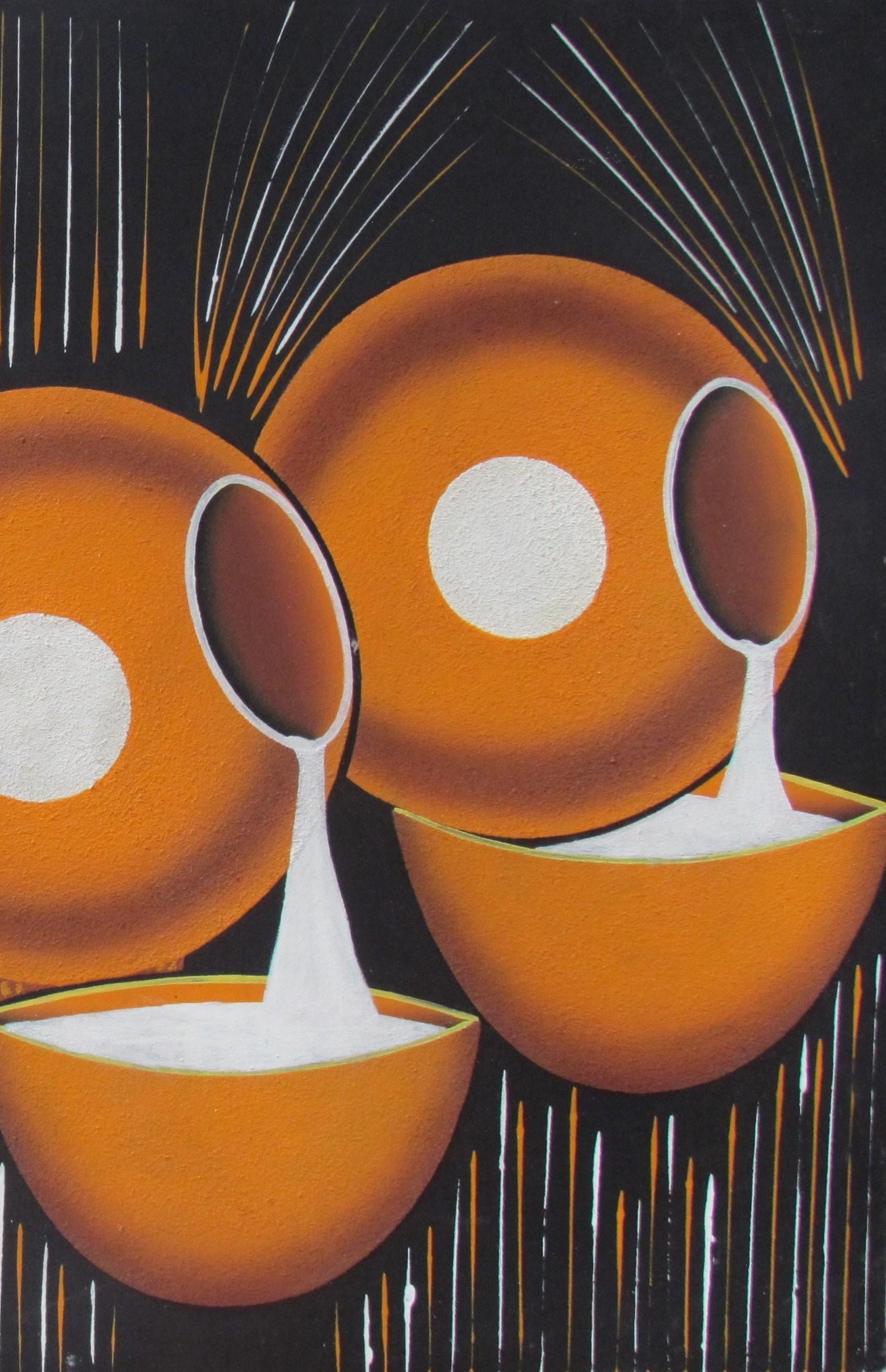 Arte ruandés con calabaza | Pintura sobre almacenamiento de leche | Decoración de pared africana | Lienzo de cocina Ikivuguto | Regalo de cultura tribal
