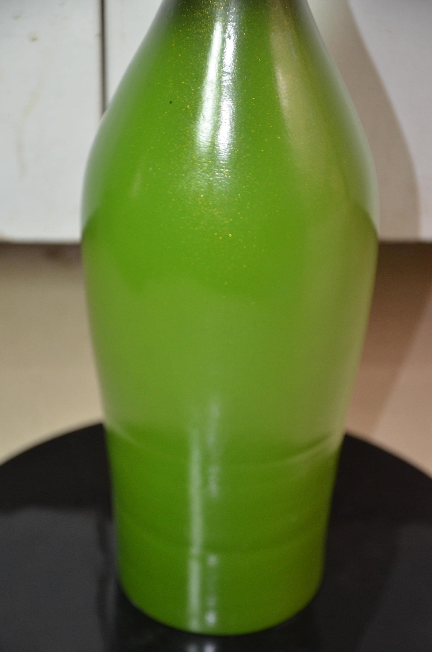 Tall Wooden Floor Vase | Apple Green Black Ombre Trumpet Vessel, Nordic Decor