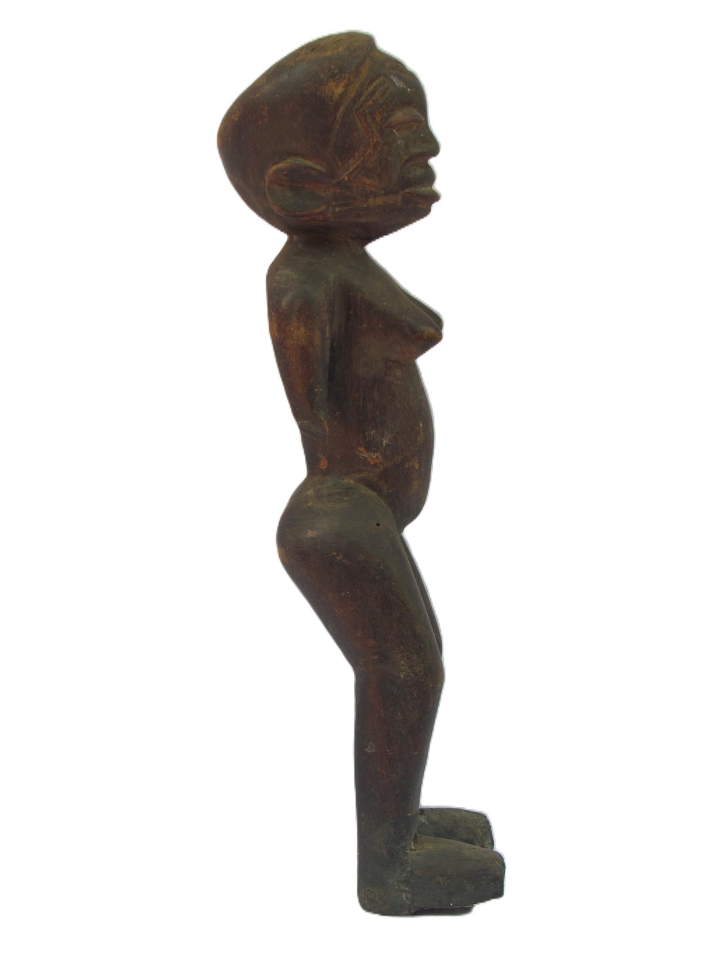 Statue originale antique Makonde Femme Rare Objet d'art primitif sculpté en bois Tanzanie Afrique.