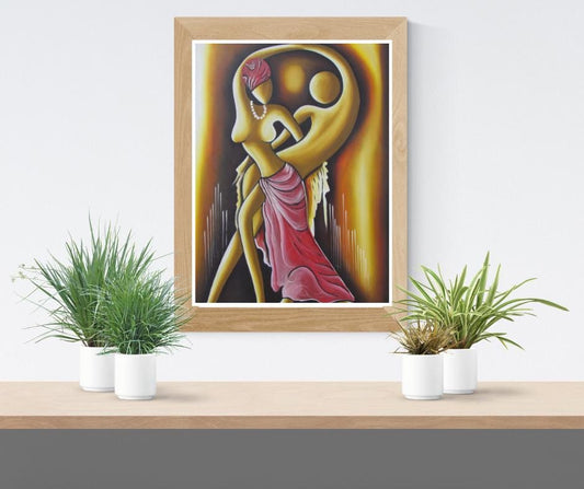 Rwandan Dance Wall Art | African Couple Canvas | Folk Style Painting Print