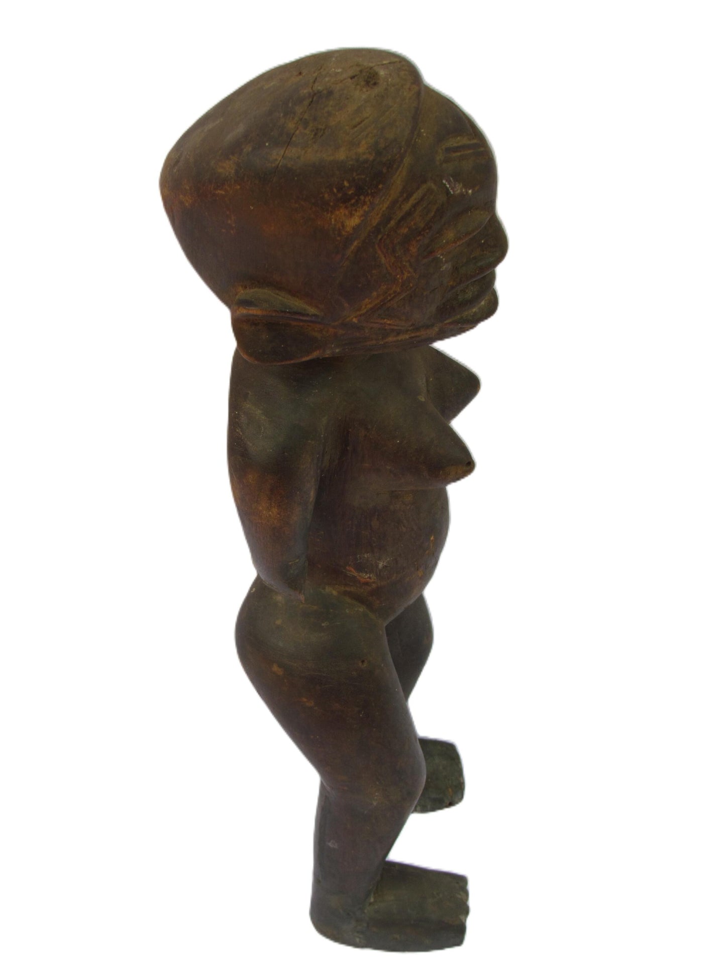 Statue originale antique Makonde Femme Rare Objet d'art primitif sculpté en bois Tanzanie Afrique.