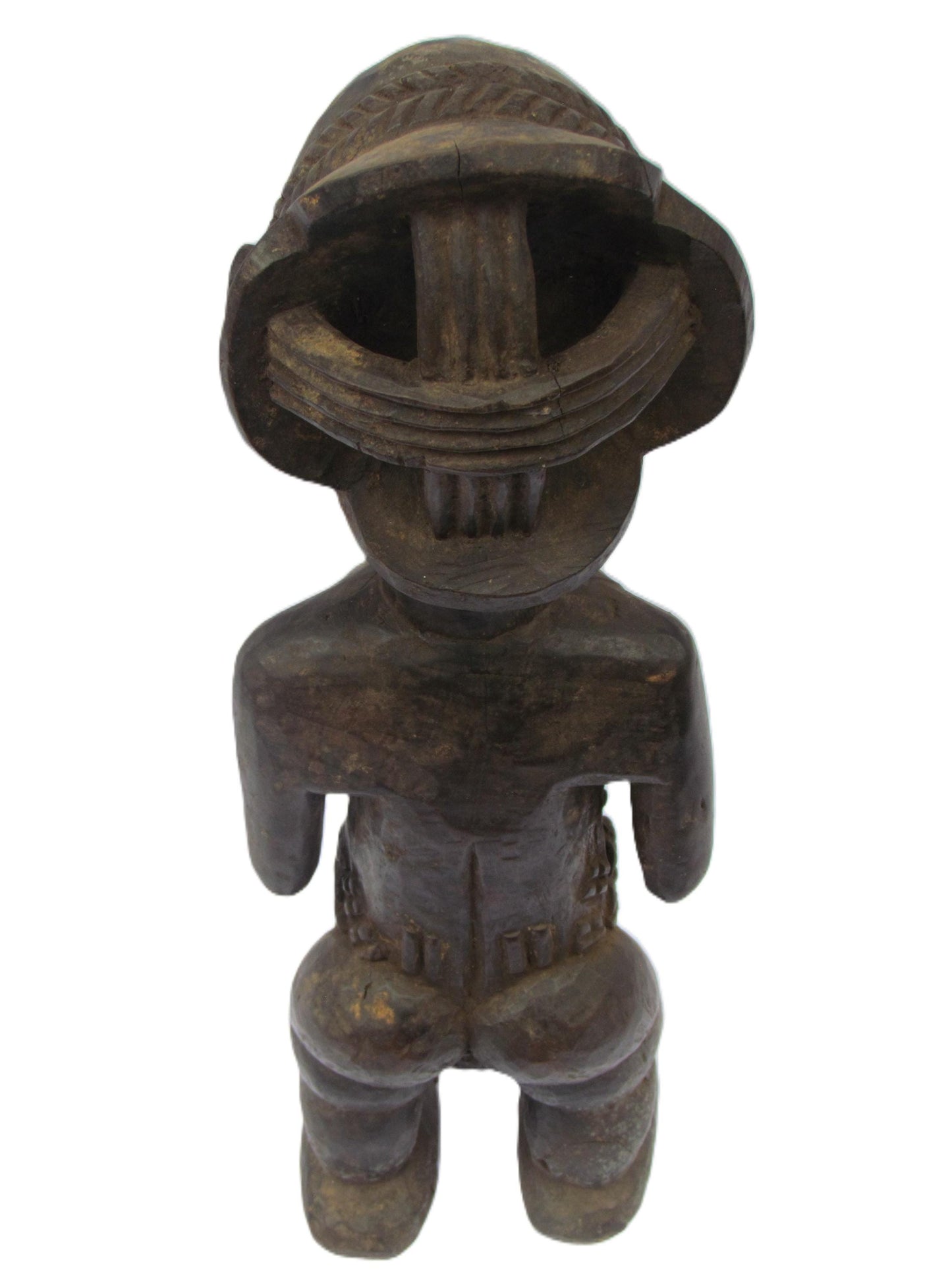 Primitive Luba "Pregnant Woman" Original Fertility Statue Wood Congo Vintage Antique Sculpture DRC Africa Rare Floor Coffee Table Shelf Art.