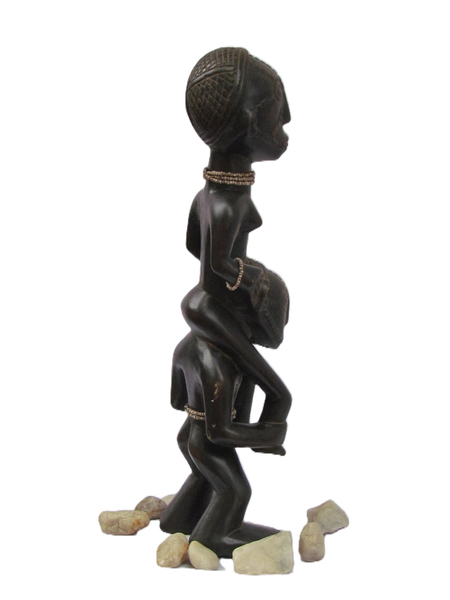 Figurine double Tabwa – Art tribal d'Afrique centrale | Statues masculines et féminines en bois sculptées à la main, originaires du Congo et de Zambie