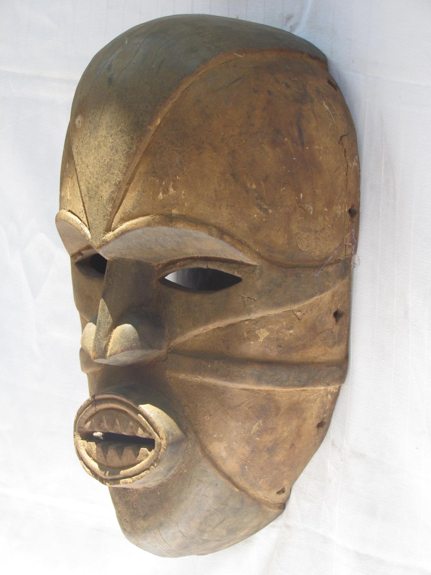 Vintage hand carved wall hanging African traditional wooden mask from D.R.C