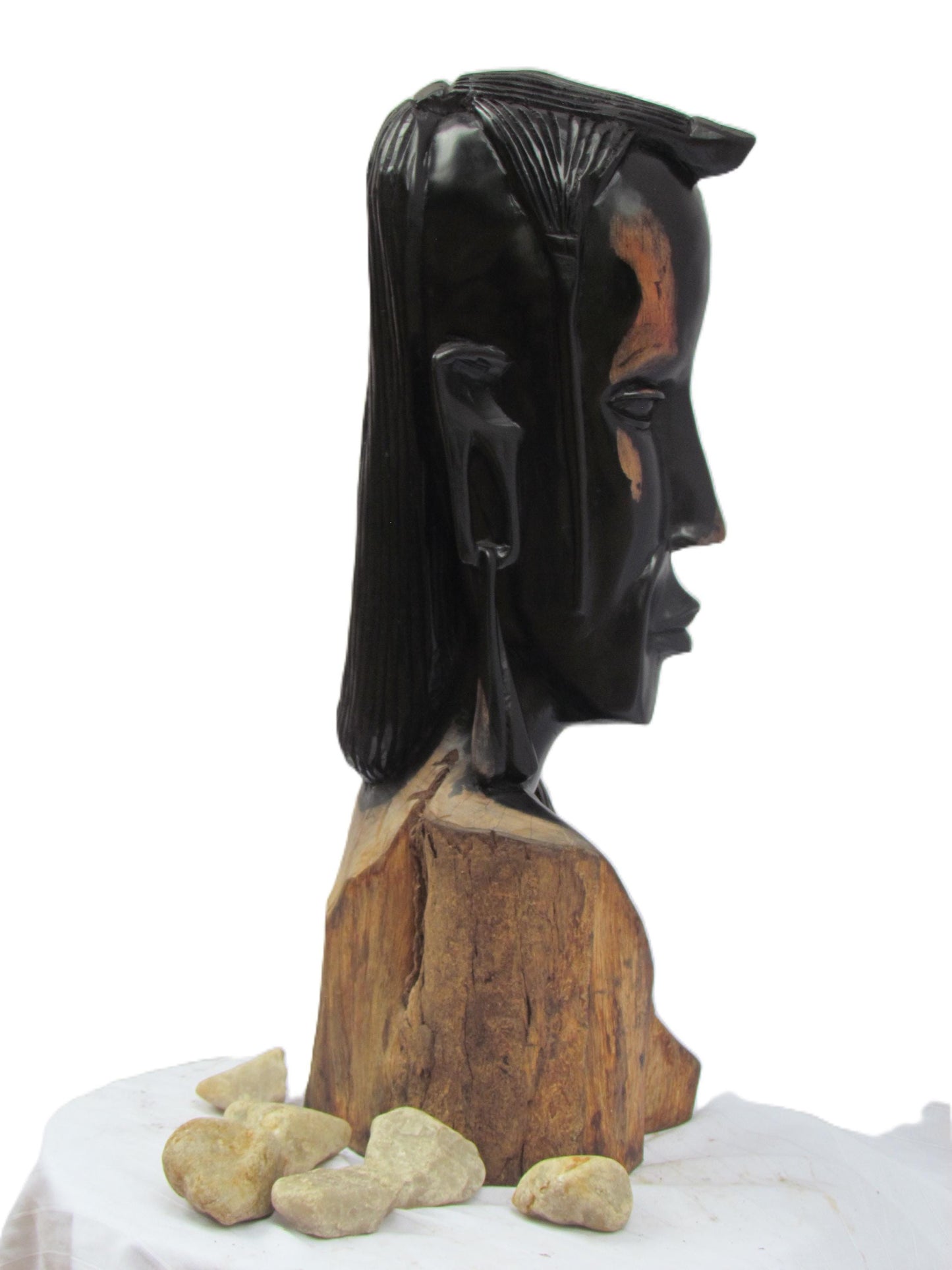Statue de guerrier Massaï – Sculpture en bois noir sculptée à la main de Tanzanie – Décoration d'art africain pour étagère ou cadeau