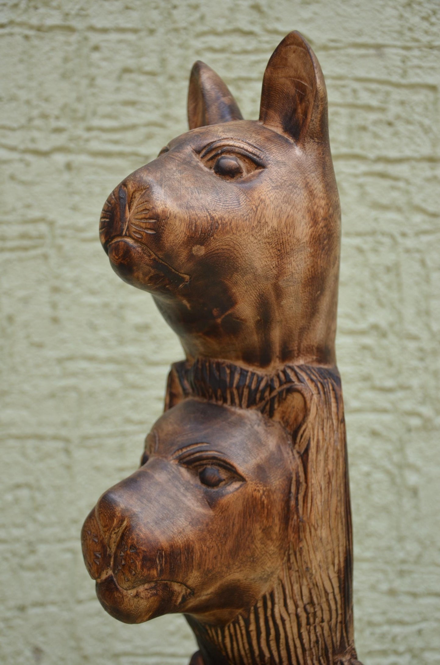 African Wooden Safari Animal Totem Sculpture | Tribal Art