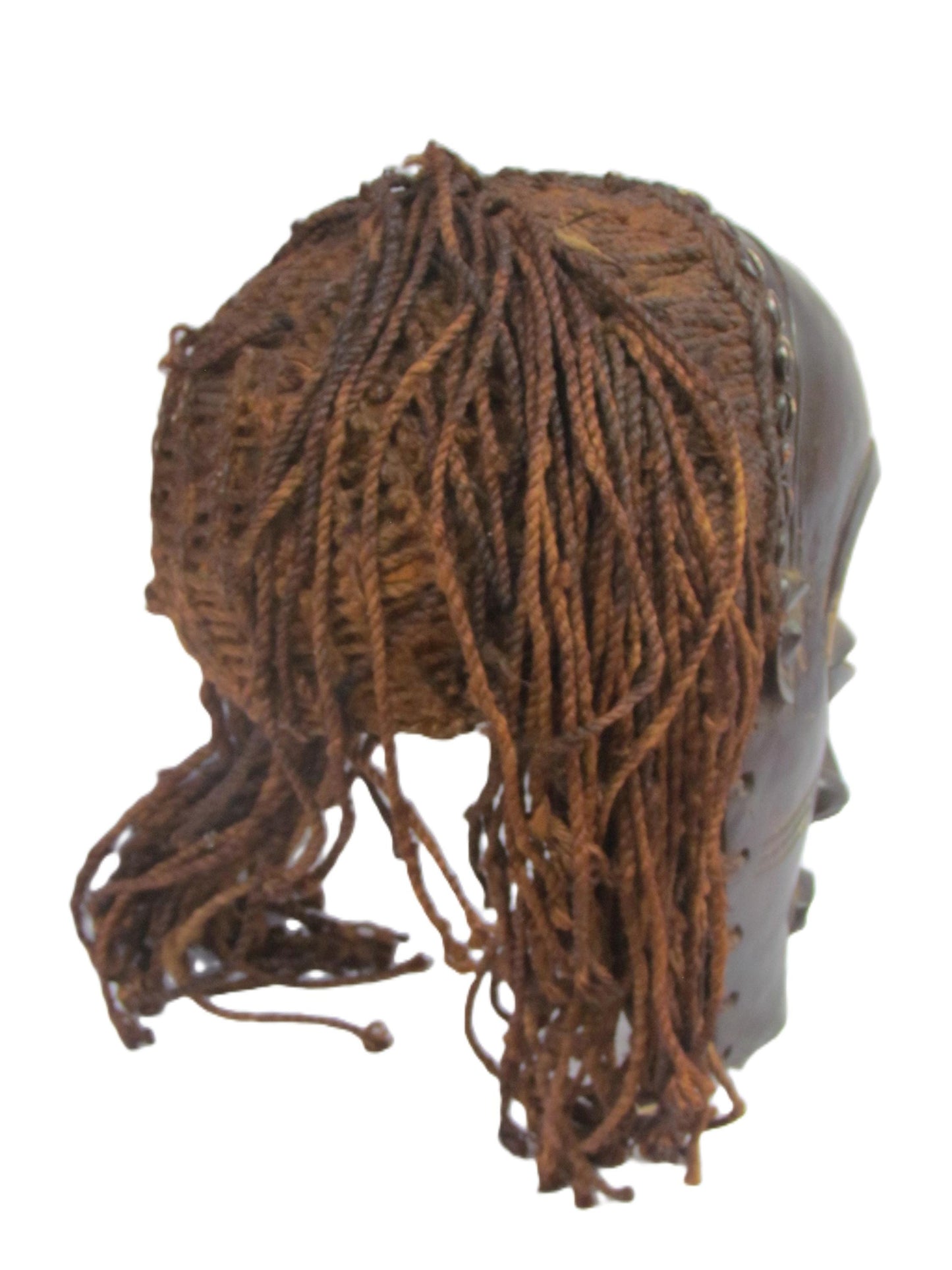 Original Hand carved Chokwe Mask Mwana Pwo with Long Brown Hair.