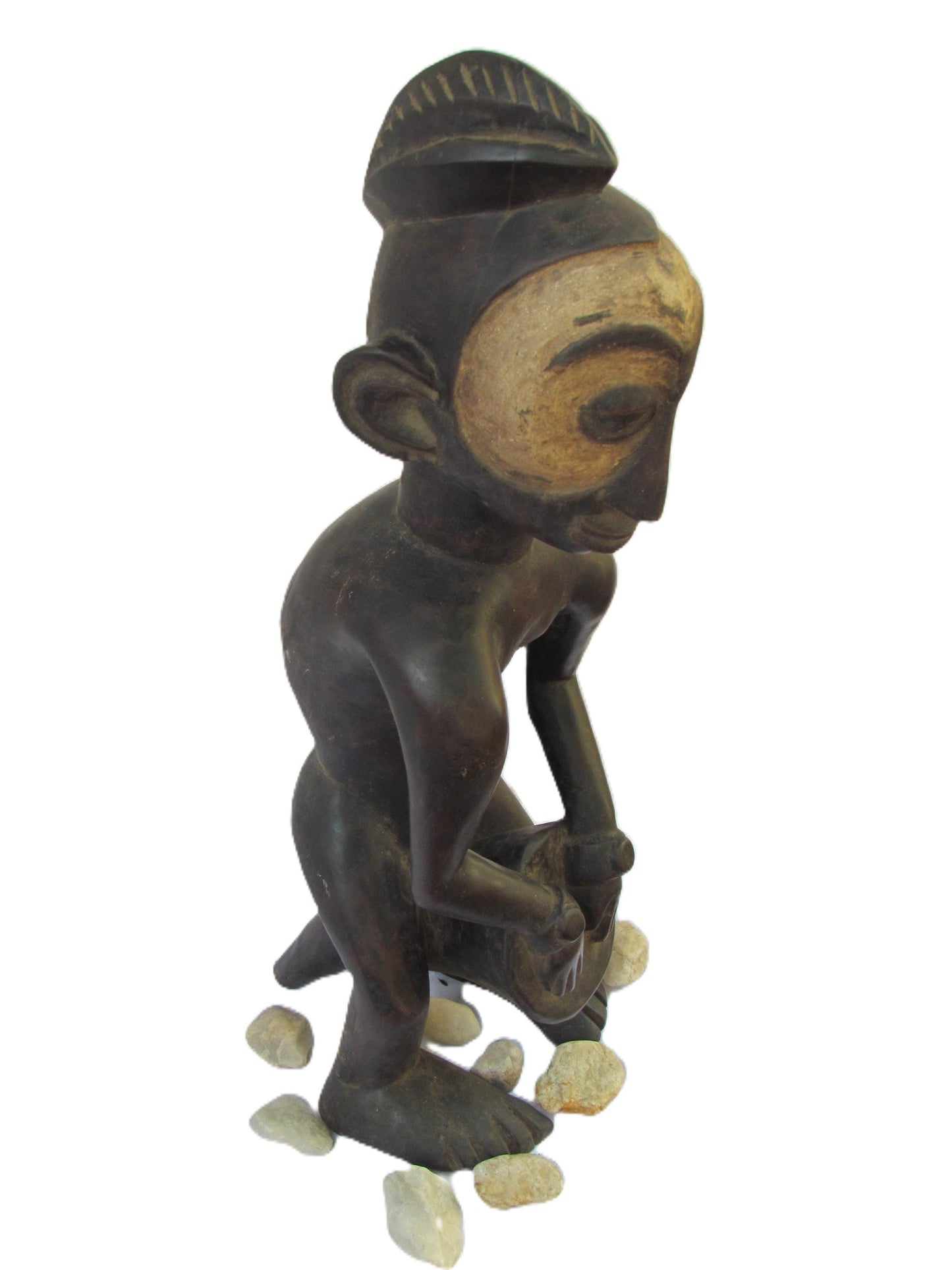 Statue antique de la tribu Suku – Figurine en bois primitif sculptée à la main | Art tribal congolais de RDC | Sculpture ancestrale africaine vintage