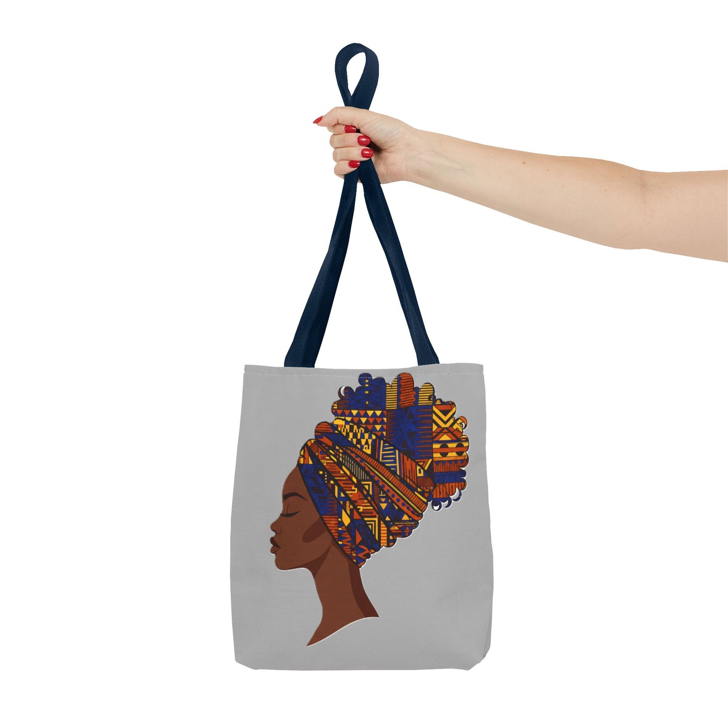 African Headwrap Art Tote Bag — Colorful Kente Profile Canvas Tote