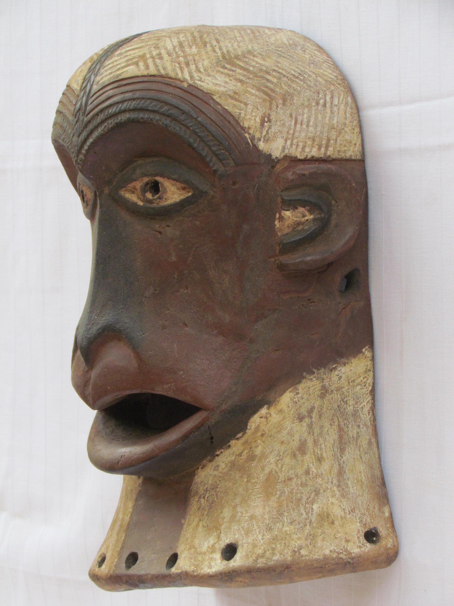Vintage hand carved wall hanging African traditional wooden mask from D.R.C
