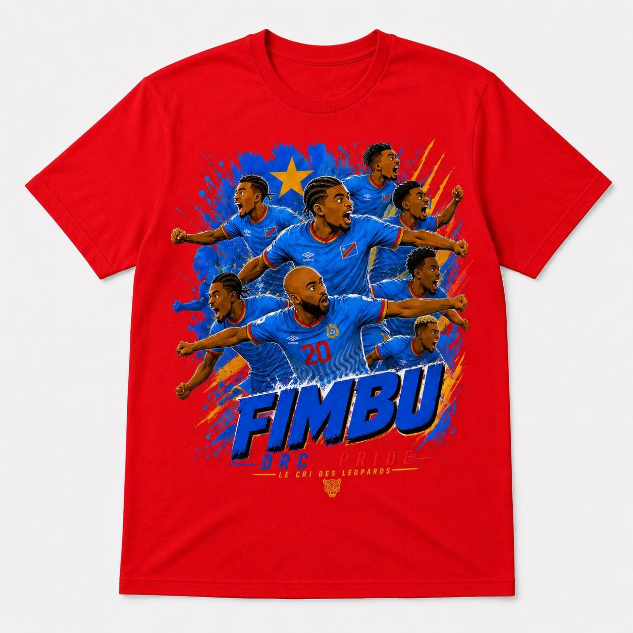 Fimbu DRC Pride T-Shirt, Congo Les Leopards Shirt, DRC Football Fan Tee, Congolese Soccer Shirt, Congo Pride Graphic Tee