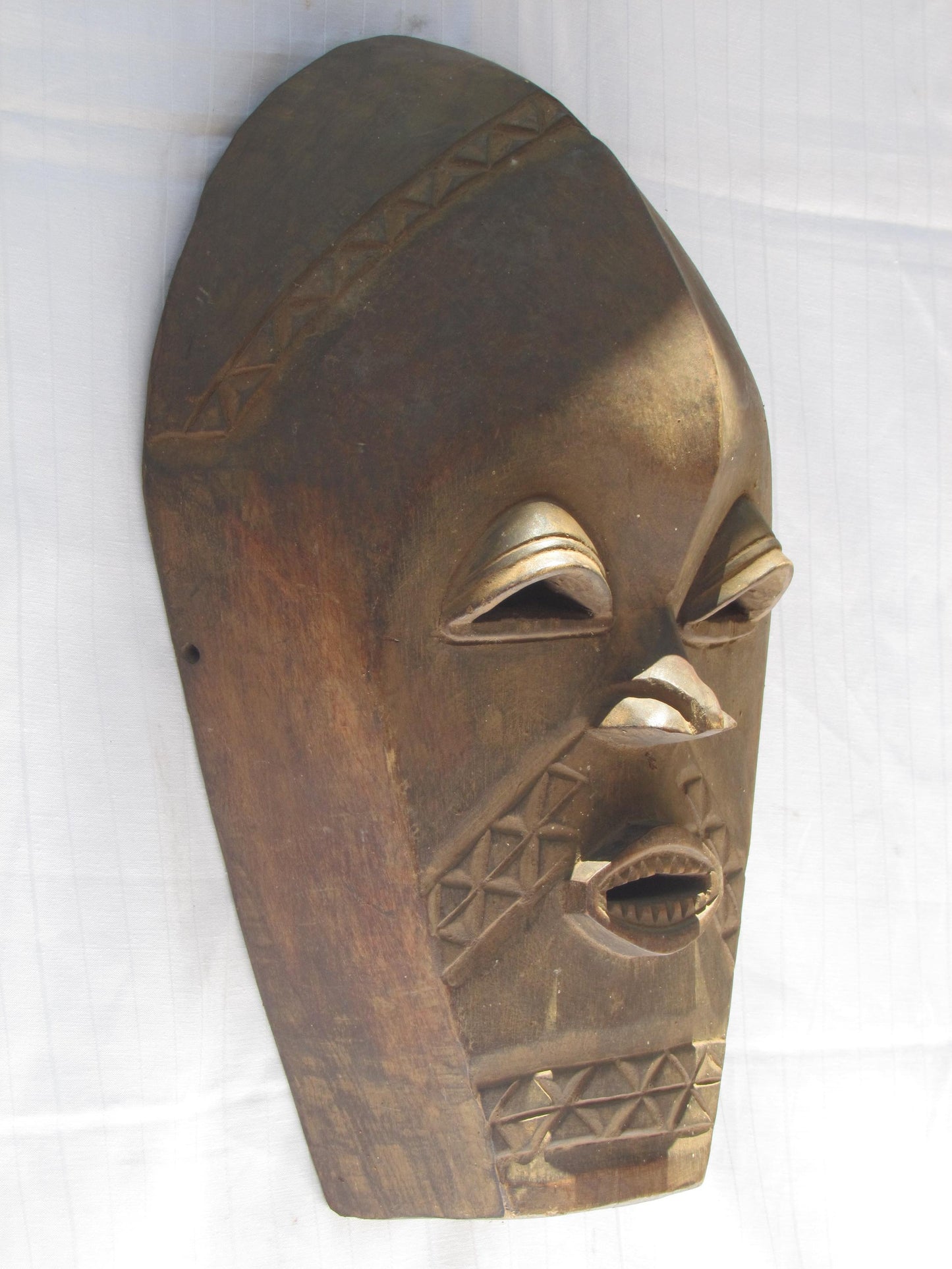 Vintage hand carved wall hanging African traditional wooden mask from D.R.C