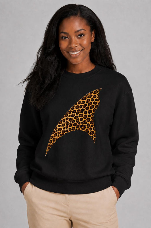 Leopard Print Crewneck Sweatshirt, African Inspired Streetwear, Animal Print Graphic Sweater, Unisex Fall Sweatshirt