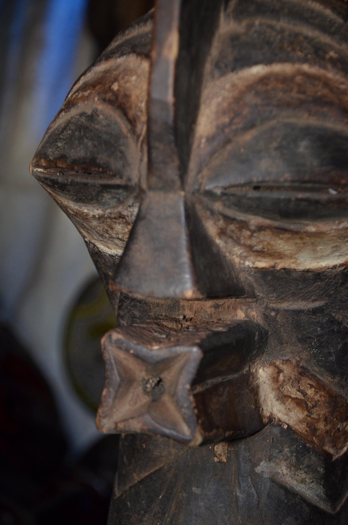 Male Songye Kifwebe Mask – 17" Large Congo Tribal Wall Art – Wooden Decor