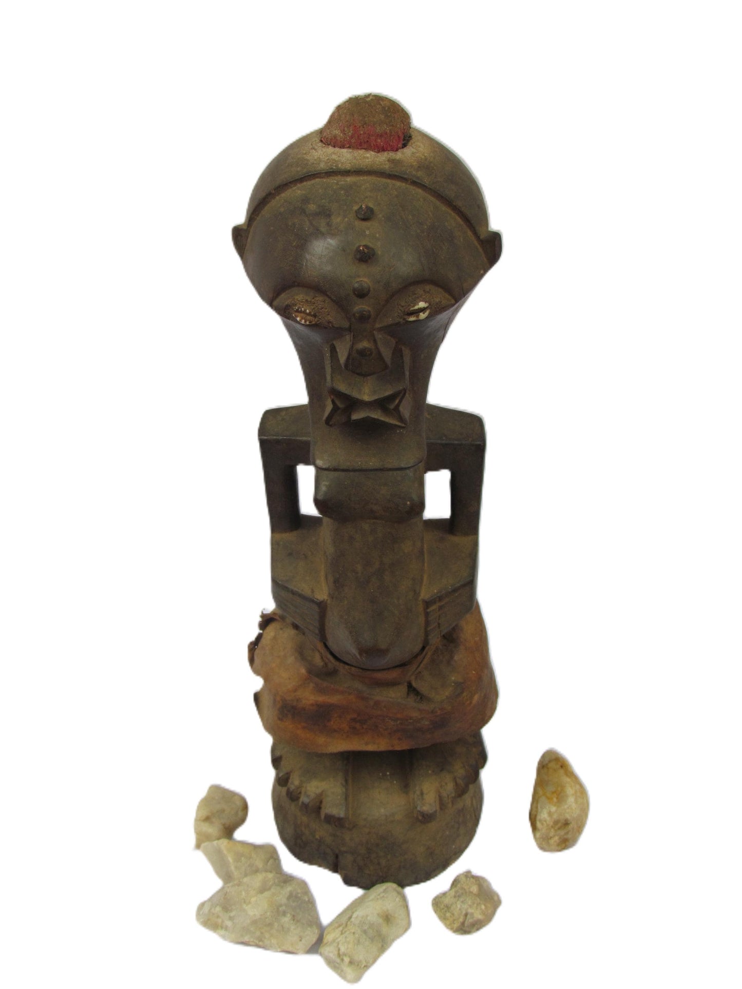 Statuette de pouvoir Songye Nkisi – Statue masculine d'art tribal africain | Sculpture d'ancêtre en bois sculpté à la main du Congo | Décor des années 1930